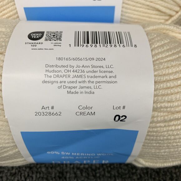 Lot Of 2 Draper James Cozy Wool, Cream, Merino Wool And Acrylic Yarn New - Picture 5 of 5